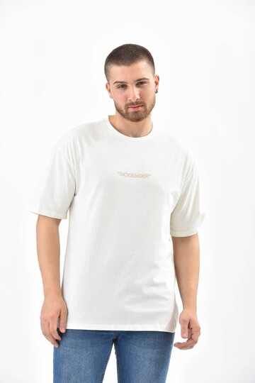 Ekru Baskı Detaylı Relaxed Fit T-Shirt