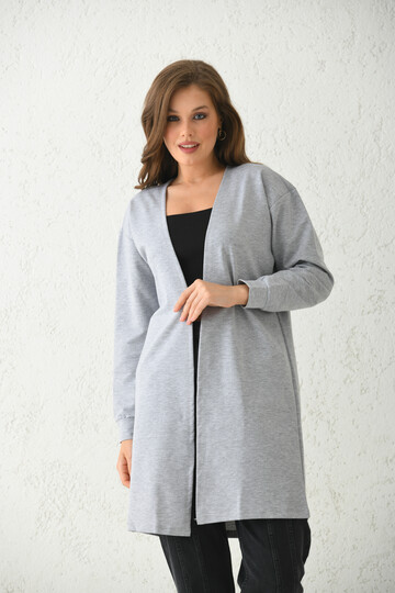 Gray Basic Knitted Cardigan