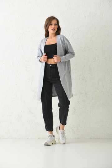 Gray Basic Knitted Cardigan