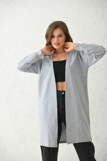 Gray Basic Knitted Cardigan