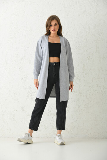 Gray Basic Knitted Cardigan