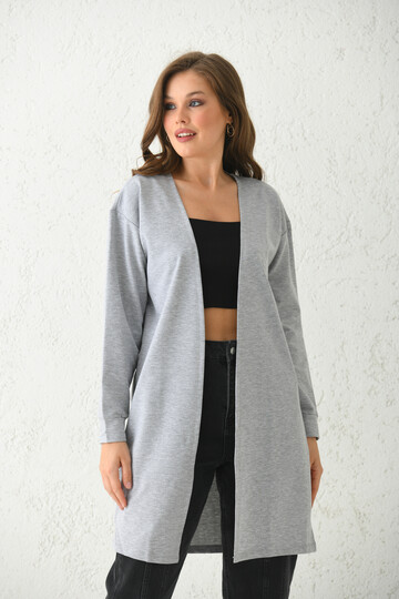 Gray Basic Knitted Cardigan