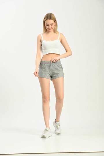  Gray Elastic Waist Shorts