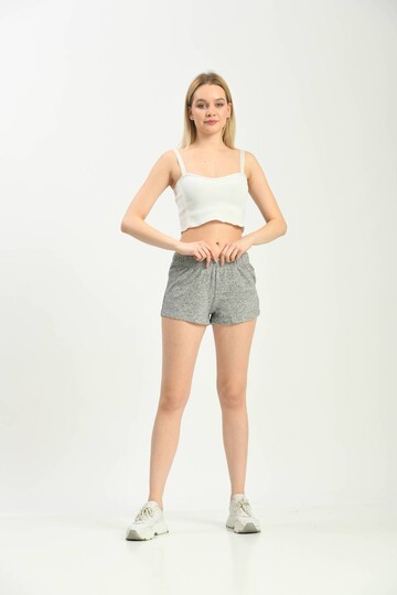  Gray Elastic Waist Shorts