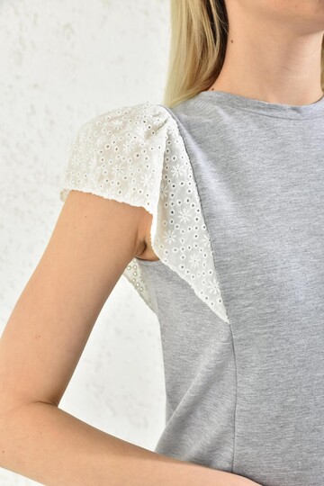 Gray Embroidered Two Yarn Dress