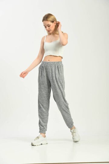 Gray Pocket Detailed Waist and Leg Elastic Sweatpants