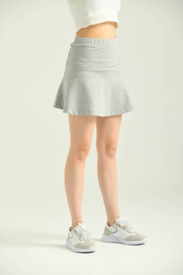 Gray Elastic Detailed Ruffle Mini Skirt