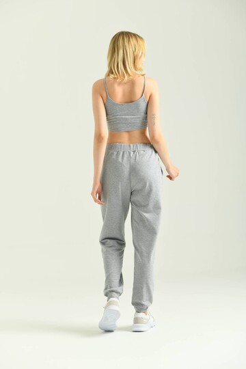 Gray Elastic Eyelet Lacing Detail Sweatpants