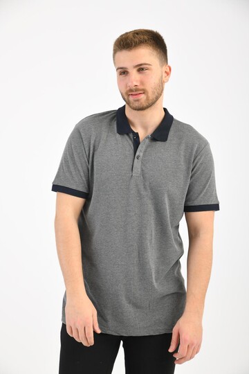 Gray Polo Collar Short Sleeve T-Shirt