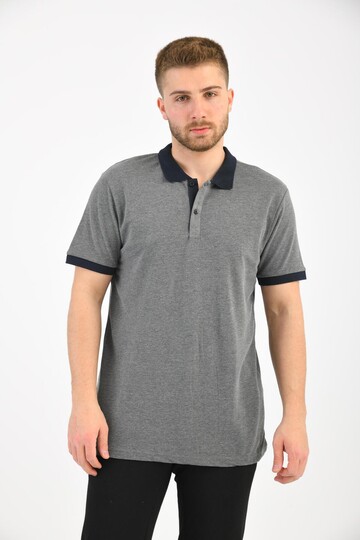 Gray Polo Collar Short Sleeve T-Shirt