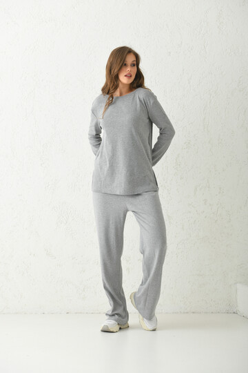 Gray Pajamas Set with Side Slits