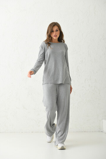Gray Pajamas Set with Side Slits