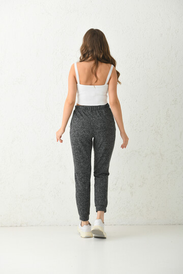 Gray Soft Fabric Elastic Detail Knitted Sweatpants