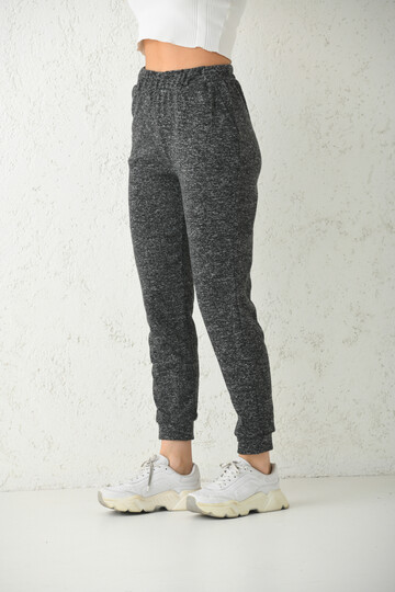 Gray Soft Fabric Elastic Detail Knitted Sweatpants