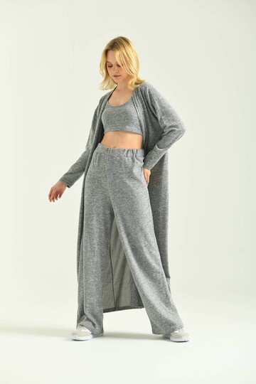Gray Knitted Maxi Cardigan