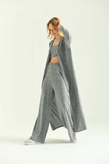 Gray Knitted Maxi Cardigan