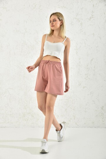 Dried Rose Rope Tied Elastic Shorts
