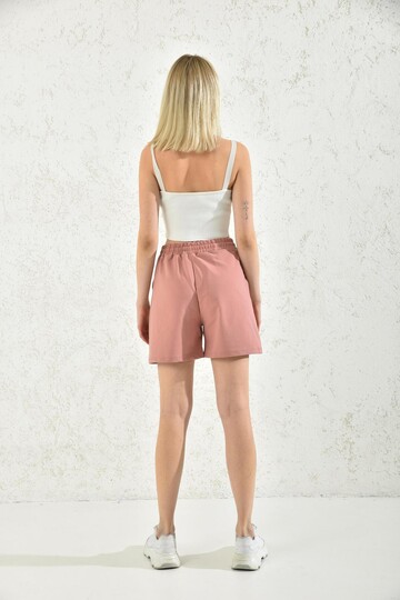Dried Rose Rope Tied Elastic Shorts
