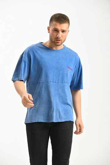 Indigo Oversize Fit %100 Pamuklu T-Shirt