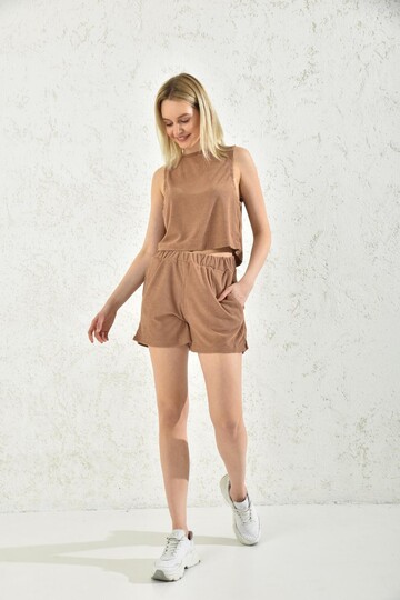 Brown Camisole Shorts Set