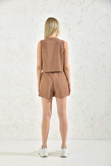 Brown Camisole Shorts Set