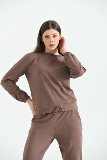 Brown Knitted Tracksuit Set