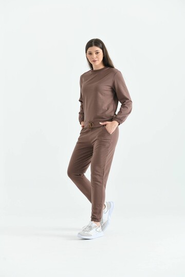 Brown Knitted Tracksuit Set