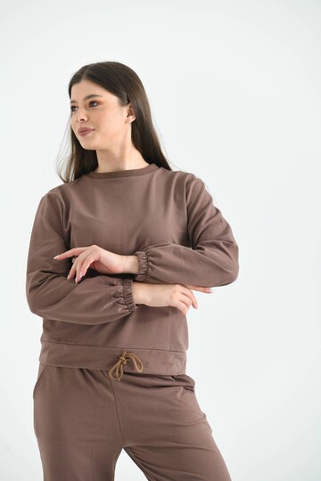 Brown Knitted Tracksuit Set