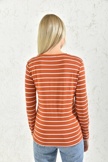 Tile Striped Crew Neck Blouse