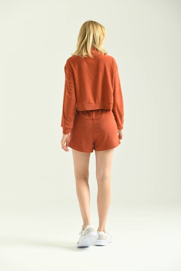 Tile Button Detailed Terry Fabric Shorts