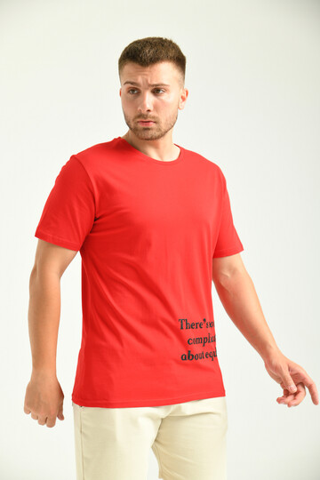 Kırmızı Baskılı Regular Fit T-Shirt