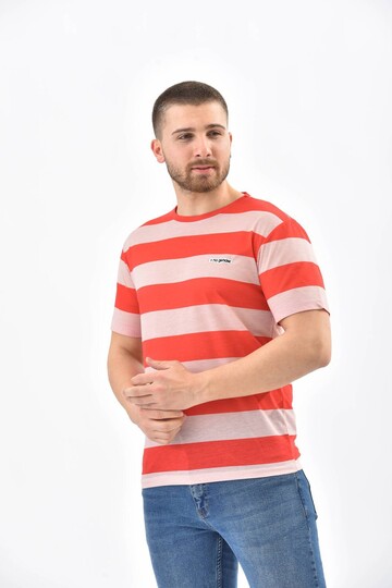 Kırmızı Regular Fit Çizgili Ringelli T-Shirt