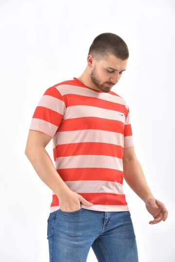 Kırmızı Regular Fit Çizgili Ringelli T-Shirt