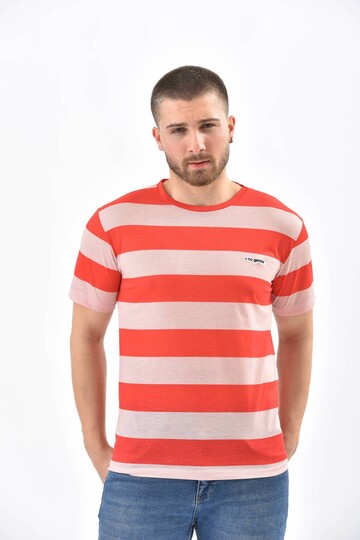 Kırmızı Regular Fit Çizgili Ringelli T-Shirt