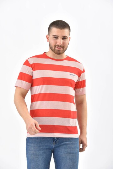 Kırmızı Regular Fit Çizgili Ringelli T-Shirt