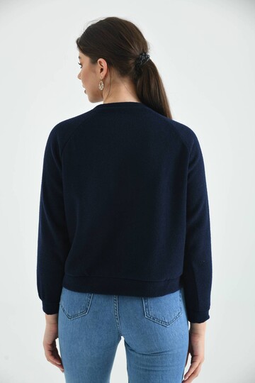 Navy Blue Basic Towel Knitted Sweatshirt