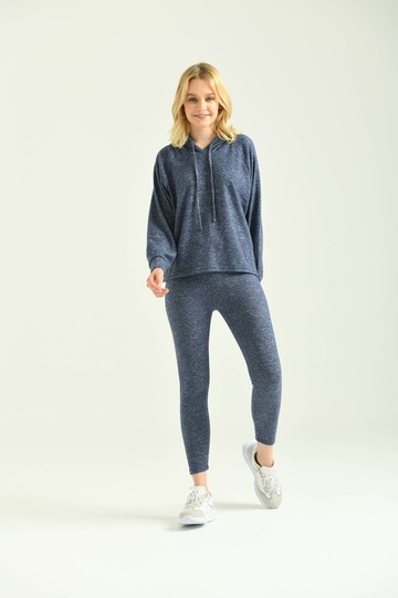 Navy Blue Hooded Knitted Sweatshirt