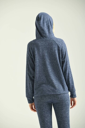 Navy Blue Hooded Knitted Sweatshirt