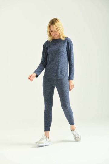 Navy Blue Side Slit Soft Knitted Pajamas Set