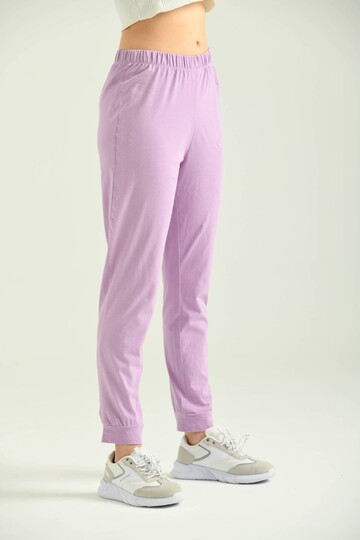 Lila Lastik Detaylı Örme Pijama Altı