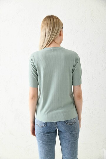 Mint Nakış Detaylı Kısa Kol T-Shirt