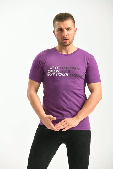 Mor Baskı Detaylı Regular Fit TShirt