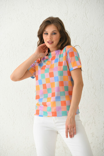 Multi Crew Neck Printed T-Shirt