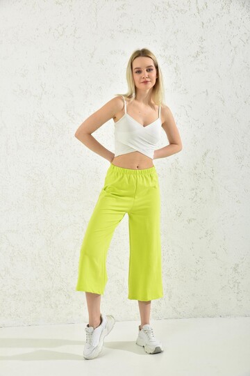 Neon Green Elastic Waist Sweatpants