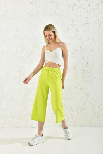 Neon Green Elastic Waist Sweatpants