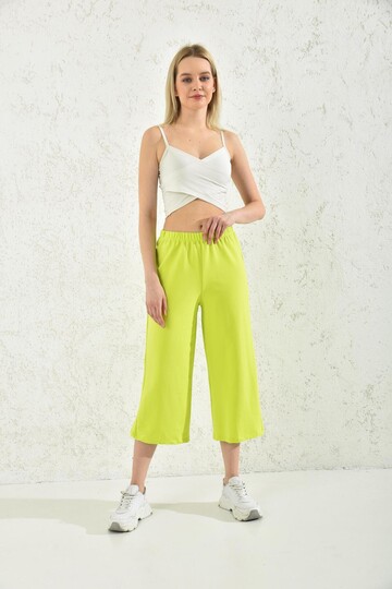 Neon Green Elastic Waist Sweatpants