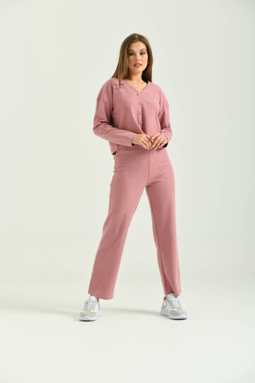  Pink Button Accessory Camisole Bottom-Top Set