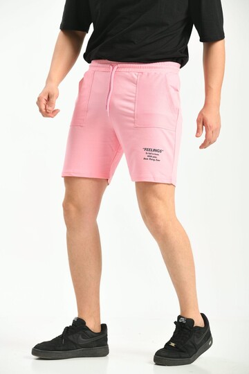 Pembe Regular Fit Baskılı Şort & Bermuda