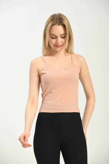 Powder Strap Fitted Knitted Singlet