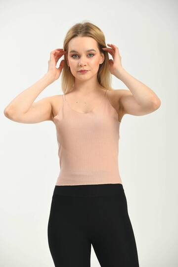 Powder Strap Fitted Knitted Singlet